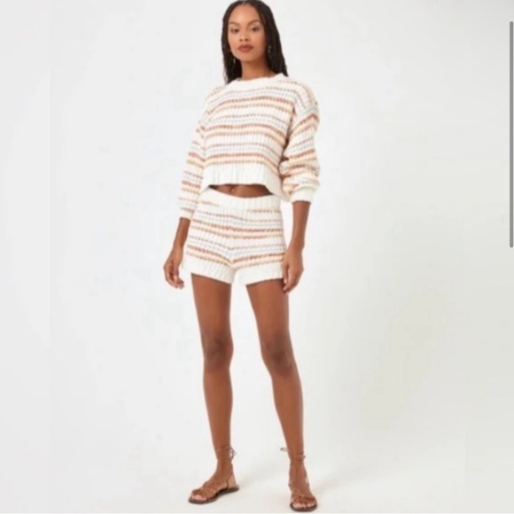 L*Space Pismo Beach Striped Knit Crop Sweater Playa Del Carmen, Sz Large - Picture 4 of 5